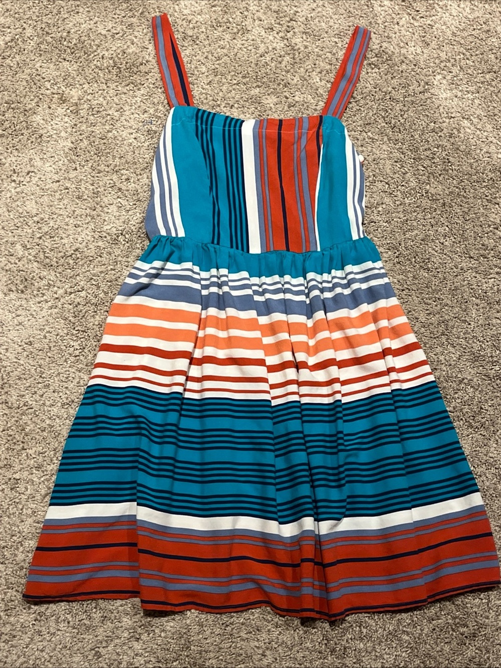Striped Teal & Orange Summer Boho Gypsie SunDress